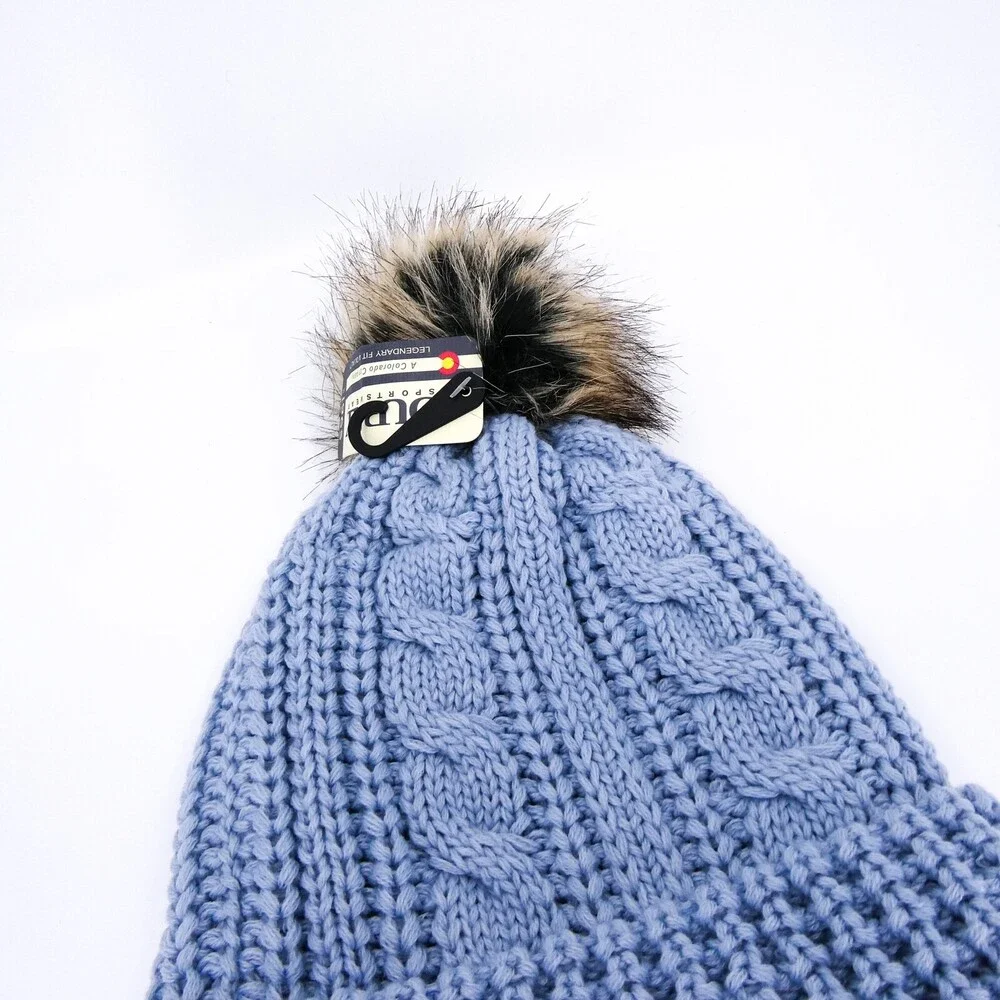 Cobra Winter Hat Womens One Size Blue Cable‎ Knit Preppy Cap Car Ouray Sports